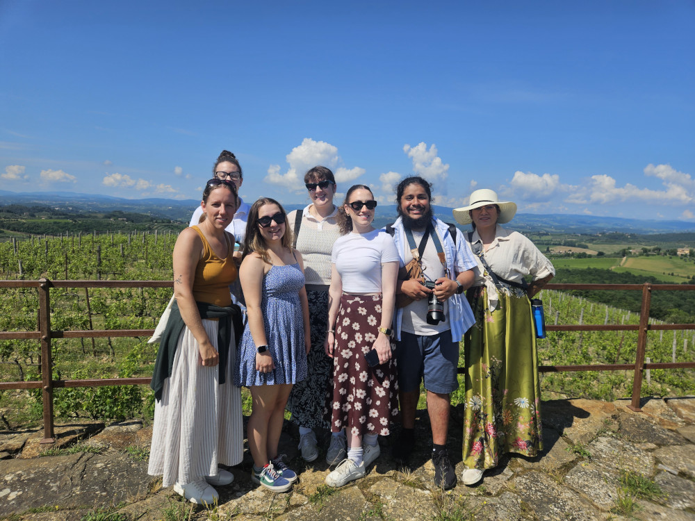 students touring Castello di Monsanto