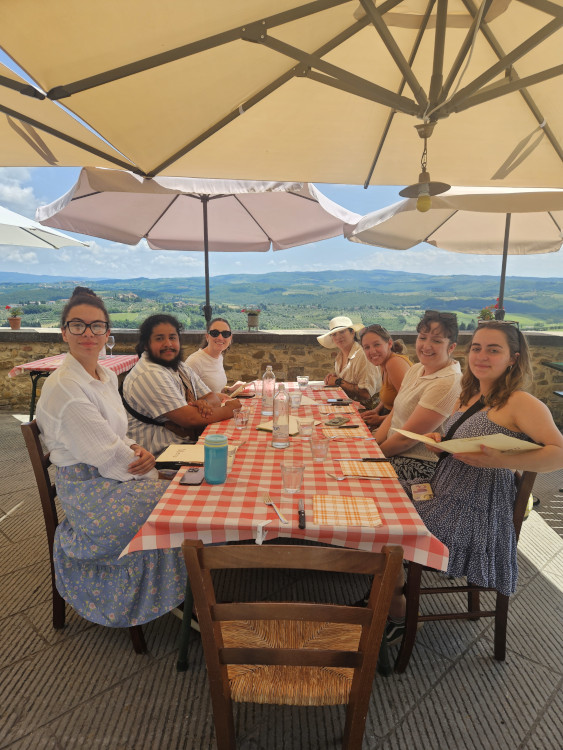 having lunch in the Italian countryside
